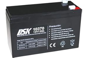 DSK 10370-12V and 12Ah Sealed AGM High Discharge Lead Battery Ideal Battery for UPS-UPS, Security and Communication Systems, Emergency Lights, Black