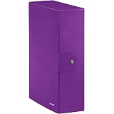 Leitz, Box, button closure, laminated cardboard, size 25 x 35, WOW, colour violet Back 10 cm