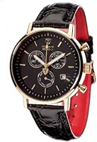 Detomaso Men's Quartz Watch MILANO Chronograph Gold/Black DT1052-K with Leather Strap