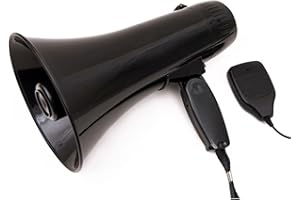 FAMKIT Altoparlante portatile a megafono Bullhorn con microfono staccabile per registrazione porta USB per riunioni sportive guida turistica