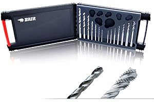 BAERCOIL BAER Set di maschiatrici HSSG: filettatura a macchina, foro cieco, trapano a nucleo: M 3-12, set di filettatura metrica - taglio filettato