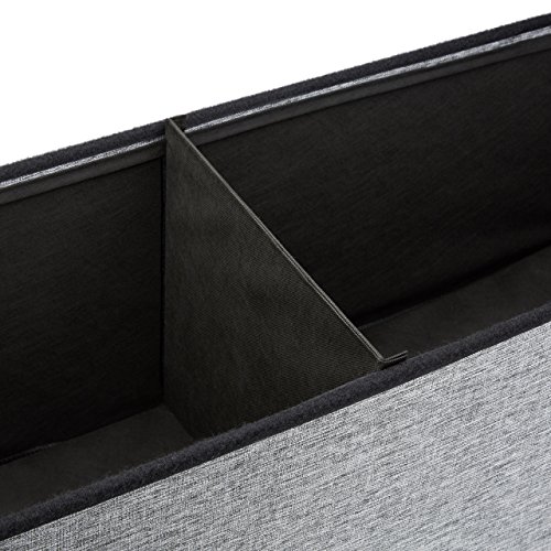 Relaxdays Faltbarer Sitzhocker mit Lehne XL HBT 73 x 114 x 38 cm stabiler Sitzcube als Fußablage Sitzbank und Sitzwürfel aus Leinen als Aufbewahrungsbox mit Stauraum mit Deckel für Wohnraum, grau - 9