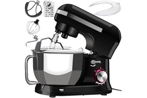 PROJECTFONT Planetarna maszyna do ugniatania robota kuchennego 1700W 5 litrów 8 prędkości wielofunkcyjny robot kuchenny z hakiem do ciasta, trzepaczka, pokrywka, mikser, zderzak i zestaw worek na posh w prezencie