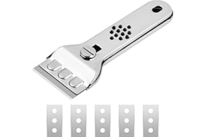 HOXFLY Nivofu Raschietto Vetroceramica in Acciaio Inox, Raschietto per Vetro da Cucina con Protezione Lama, Raschietto per Piano Cottura in Vetroceramica con 5 Lame di Ricambio, Raschietto Piano Induzione