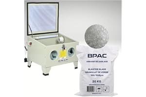 BPAC Cabine de Sablage 90 L + Abrasif Granulat de Verre 20 KG - Kit Sablage de Cabine Sablage avec un Sac d'Abrasif