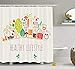 Produktbild MSGDF Fitness Shower Curtain, Colorful Cute Pattern of Bodycare Icons Natural Freshness Clean Eating Diet Healthy, Fabric Bathroom Decor Set with Hooks, 60 X 72inch, Multicolor