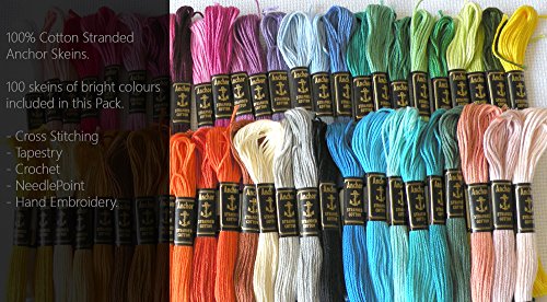 100 Anchor Solid Stitch Sewing Skeins Cotton Embroidery Thread Floss 100 shades by ANCHOR - 2