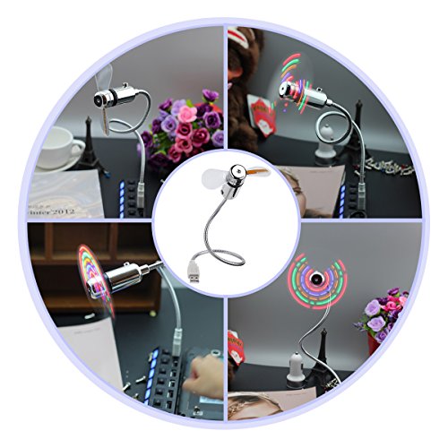 PIXNOR LED USB-Ventilator Flexible Lüfter mit 64 Bunten LED für PC-Laptop Notebook (Silber) - 4