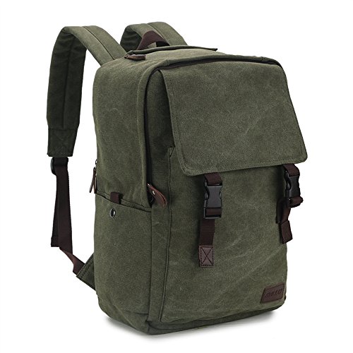 Rucksack m  nner Canvas Rucksack Vintage Wasserabweisend notebook rucksack Retro Backpack mit viel Stauraum 15 6 Zoll Laptop Tasche Armeegr  n RAVUO
