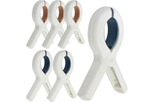 SWKJ 6 PCS Beach Towel Clips for Sun Loungers, Large Beach Towel Pegs, Non-Slip Sunbed Towel Clips, Strong Grip Clothes Pegs for Sun Loungers, Laundry, Beach, Pool Chairs, Sunbeds
