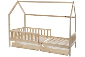 Laïba Kids Lit cabane Enfant avec 2 tiroirs Cocon Doux Beige - Bois 90x190 cm