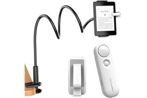 hogance Supporto per Kindle con RF Telecomando Pagina Turner (HKRC002, Bianco), Supporto per Lettore di eBook e Telecomando volta pagina, Accessori per la Lettura di Kindle/iPad/Tablet