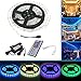 Produktbild LED Strip Licht Streifen 5m, wasserdicht wechselnde Farben RGB SMD5050 150 Leds, LED-Leiste Kit & RF Mini 44 -Tasten Fernbedienung + 12 V Strom Versorgung , selbstklebende Lichtleiste