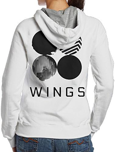 Woman BTS WINGS Bangtan Boys No Pockets Sweatshirts Vintage Hooded Sweatshirt -  Black - 