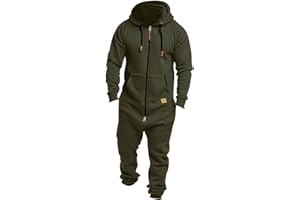 SPSMOKH Enterizo con capucha y cremallera para hombre, de forro polar, térmico, con bolsillos, ropa deportiva informal para descansar, dormir, Navidad