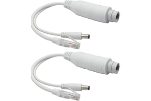 ANVISION 2 Pack Active 48V to 12V Waterproof PoE Splitter Adapter, IEEE 802.3af Compliant, 10/100Mbps for IP Camera AP Voip Phones and More, White
