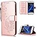 Produktbild FNBK Kompatibel mit Hülle Samsung Galaxy S7 Hülle Leder Rosegold Löwenzahn Blumen Handyhülle Leder Flip Wallet Cover Tasche Stand Case Card Slot Magnetverschluß Kratzfestes Schutzhülle