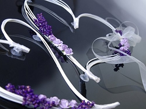 SANFTES HERZEN LILA Auto Schmuck Braut Paar Rose Deko Dekoration Autoschmuck Hochzeit Car Auto Wedding Deko Girlande PKW - 2