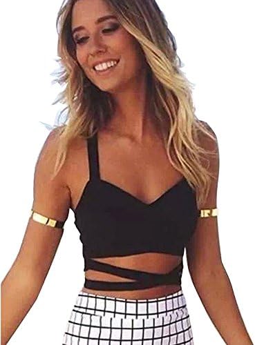 Vest Women, TUDUZ Newest Fashion Sexy Women V-Neck Backless Cut Out Bra Crop Bustier Corset Tops Tank Top Blouse (Black, S)