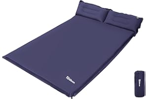 Ubon Colchón de Aire Dormir Camping Ligero Autohinchable Portátil Cómoda para 2 Personas 1.5 '' Almohada Ergonómica Relleno de Esponja Cama de Camping