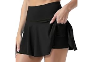 HSAJS Gonna Tennis Donna con Pantaloncini Integrati Gonna Sportiva Skort Plissettata Pantagonna Abbigliamento Padel Gonnellino Estivo Tasca per Smartphone Completo Sportivo Traspirante