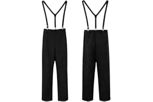 MAVIKIM Men's Pioneer Colonial Pants Medieval Peasant Bottoms Halloween Cosplay Trousers with Braces