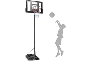 ‎COSTWAY COSTWAY Basketballkorb mit Ständer Outdoor, Basketballständer 180-305 cm höhenverstellbar mit 2 Rädern, Korbanlage, Basketballanlage für Kinder, Erwachsene