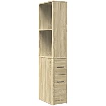 Armadio Da Bagno Mobile - 30x30x95cm, Nero, In Truciolato, Con 3 Ripiani E Anta - Foto 10