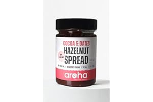 AROHA BEAN TO BAR CHOCOLATE Aroha Hazelnut Spread With Cocoa. Vegan, No Sugar Added, Gluten Free, Soy Free, Lecithin Free. Only 3 Ingredients: Hazelnut, Dates and Cocoa.