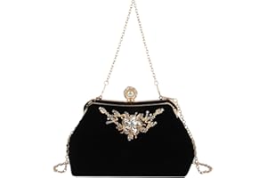 EVEOUT Damen Abend Clutches mit Strassverzierung Hochzeit Handtasche Schultertasche Geldbörse für Abschlussball Party Schwarz