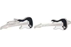 ONYX - ART LONDON Guitar Cufflinks - Black Electric Rock Guitar Cufflinks for Men Presented In Onyx Art London Gift Box