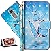 Produktbild HMTECH LG K8 2017 Hülle Luxus 3D Blau Schmetterling Flip Standfunktion Karten Slot Magnetverschluß Brieftasche Taschen Schalen Handy Ledercase für LG K8 2017,Blue Butterflies on Lake