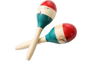 MUSFUNNY Maracas, sonaglio a percussione in legno colorato, grande strumento musicale con ritmo di salsa, per giochi di feste (colorato)
