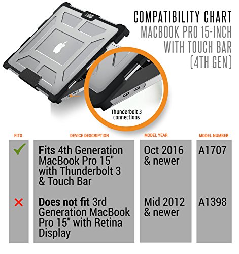 Urban Armor Gear Schutzh  lle f  r das Apple Macbook Pro 15   Late 2016  - transparent  keine Einschr  nkung der Touch Bar   L  ftungsschlitzaussparun