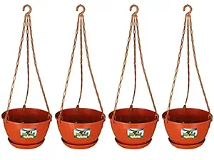 Easy Gardening 8 Inch Hanging Pots/Planters Terracotta Color For Home Balcony