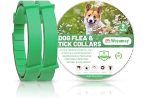 WOYAMAY Collares Antiparasitarios para Perros, Seguro y Eficaz Collar Antipulgas Perros contra Pulgas y Garrapatas, Protección de 8 Meses, Impermeable Collar para Pequeño Mediano Grandes Perros Verde, 2 Pcs