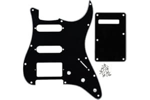 IKN 11 Hole Chitarra Strat Battipenna SSH e Tremolo Cavity Backplate con viti di montaggio per Fender Standard Stratocaster statunitense/messicana, 3 strati nero