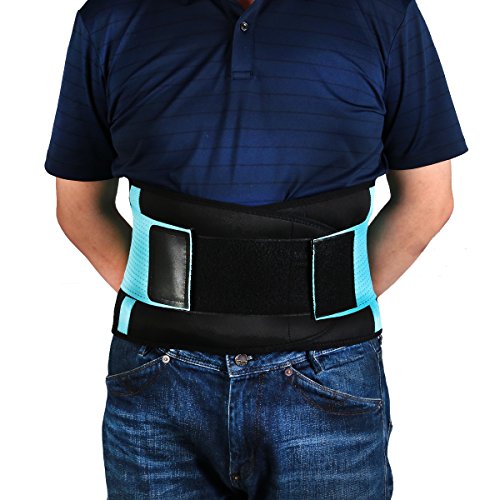 Back Brace- Rücken Aktivbandage Orthopädischer Rückenstützgürtel mit Stützfunktion Schmerzlinderung+ Unterstützung (M) Blau + Schwarz - 2