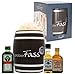 Produktbild probierFass Spirituosen Probierset | 3 Spirituosen Klassiker (2 x 0.05 l und 1 x 0.04 l) verpackt in einem originellen Fass | Jägermeister - Jim Beam Whiskey - Barcelo Anejo Rum