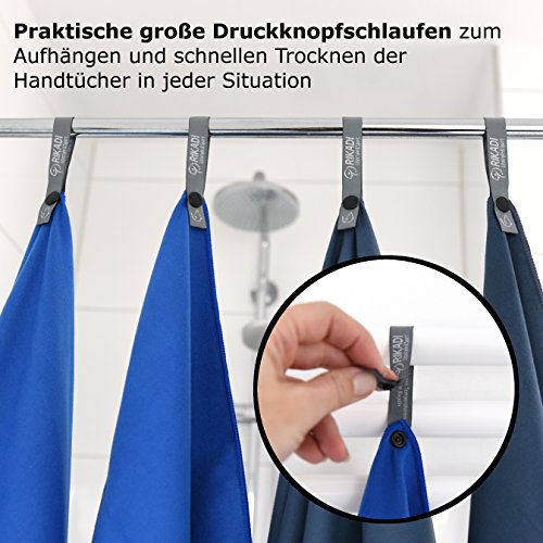 2er Set Outdoor Mikrofaser Handtücher + EXTRA große Reißverschluss-Ecktasche – [75x145cm & 40x60cm] – schnelltrocknend Premium Mikrofaser Reisehandtuch – Mikrofaser Handtuch, Sport, Reise, Sporthandtuch, Badetuch, Microfaser Handtuch groß u. klein inkl. Transportbeutel - 5