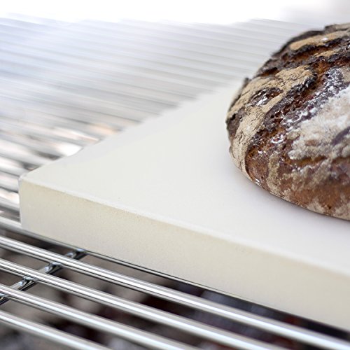 Rustler Pizzastein – eckig – 31,5 x 25,5 x 3 cm + Pizzaschieber (Edelstahl/Holz) - 5