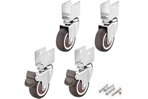 WINGFLY U-Typ Halterung Möbelrollen 4er Set Gummi Transportrollen Schwerlastrollen Rollen Lenkrollen mit Bremse, für Möbel Kinderbett Blumenständer Harte Böden Parkett Steinböden (U Type 20MM)