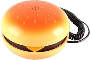 Tiardey Neuartiges, süßes Festnetztelefon in Burger-Optik, kreatives Cartoon-Burger-Telefon, schnurgebundenes Mini-Bürotelefon für zu Hause mit rutschfesten Füßen für dekorative Zwecke