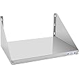 Hally Stainless Steel Microwave Shelf 18"x24" 185 lb, NSF Commercial Heavy Duty Metal Appliance Wall Mount Floating Shelving for Restaurant, Kitchen, Bar, Home and Hotel