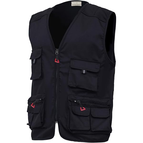 Gilet Nylon Décontracté Gilet Homme TPNYTDKE Multi-poches - Veste