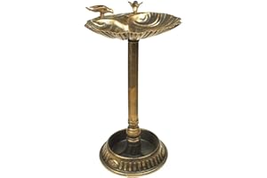 Unibos Traditional Bird Bath Water Bowl with Built-In Base Planter Bronze Effect Clam Shell Design/Weatherproof Garden Feature/Easy To Assemble