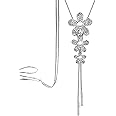 Shining Diva Fashion Crystal Flower Stylish Long Chain Pendant Necklace for Women and Girls