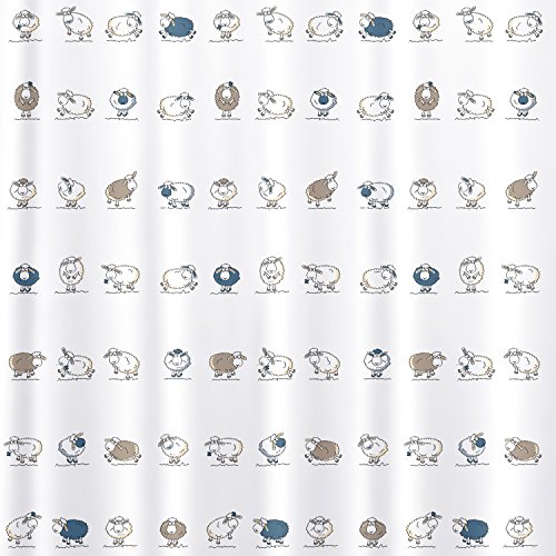 Tatkraft Funny Sheep Duschvorhang 180X180cm Peva Wasserdicht Schimmelfrei mit 12 Duschringen - 2