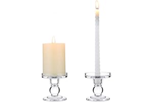 Nuptio 2 Piezas De Vidrio, Forma Cónica Y Soporte para Candelas De Pilares, 8 Cm De Altura, Candelero De Cristal para Velas, para La Mesa De Bodas Y Comedores, Centros De Decoración del Hogar