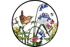 HENSITA Static Window Cling in a Wren in Bluebells Design.